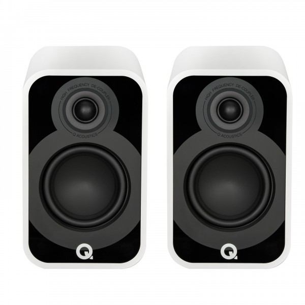 Q Acoustics Q 5010 Bookshelf Speakers, Satin White (Pair) Front View 2