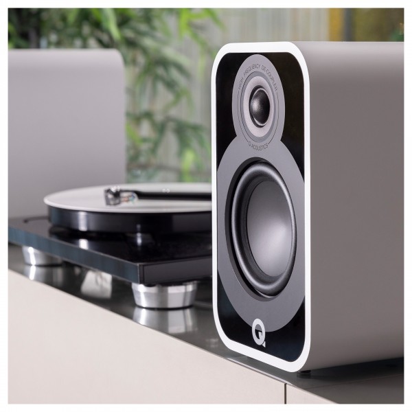 Q Acoustics Q 5010 Bookshelf Speakers, Satin White (Pair) Lifestyle View