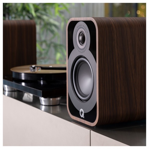 Q Acoustics Q 5010 Bookshelf Speakers, Santos Rosewood (Pair) Lifestyle View