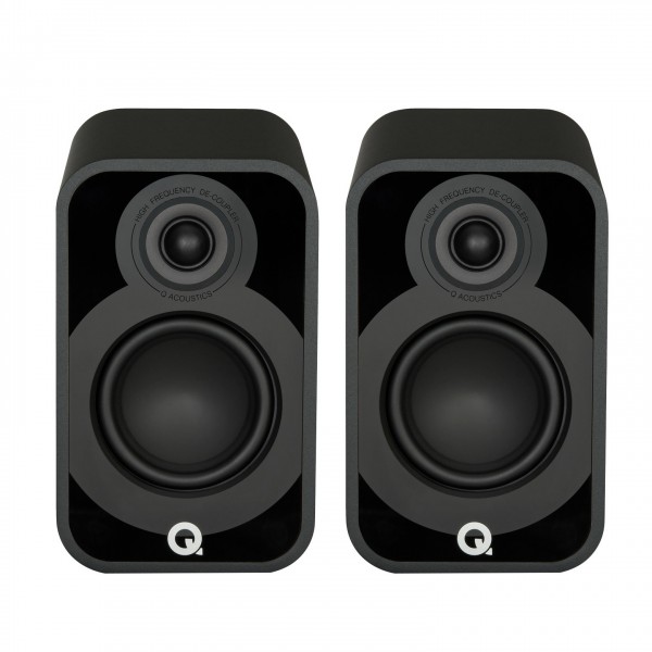 Q Acoustics Q 5020 Bookshelf Speakers, Satin Black (Pair) Front View 2