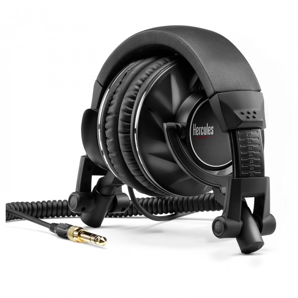 Hercules HDP DJ60 Foldable DJ Headphones, Black - Folded