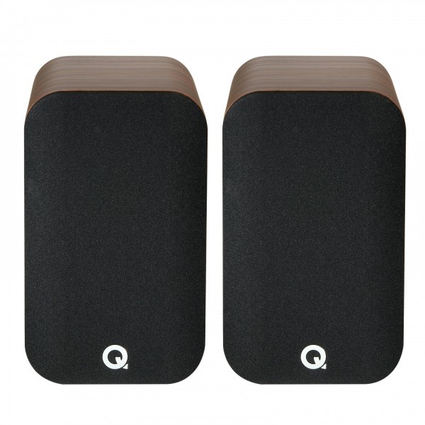 Q Acoustics Q 5020 Bookshelf Speakers, Santos Rosewood (Pair) Front Grille View