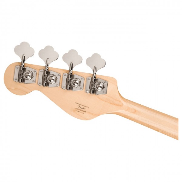 Squier Paranormal Rascal Bass HH, White Pearloid PG, Metallic Black - Headstock Back