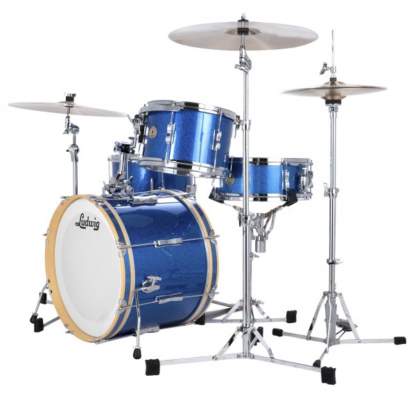 Ludwig Continental Club 20'' 4pc Shell Pack, Blue Sparkle - Angle