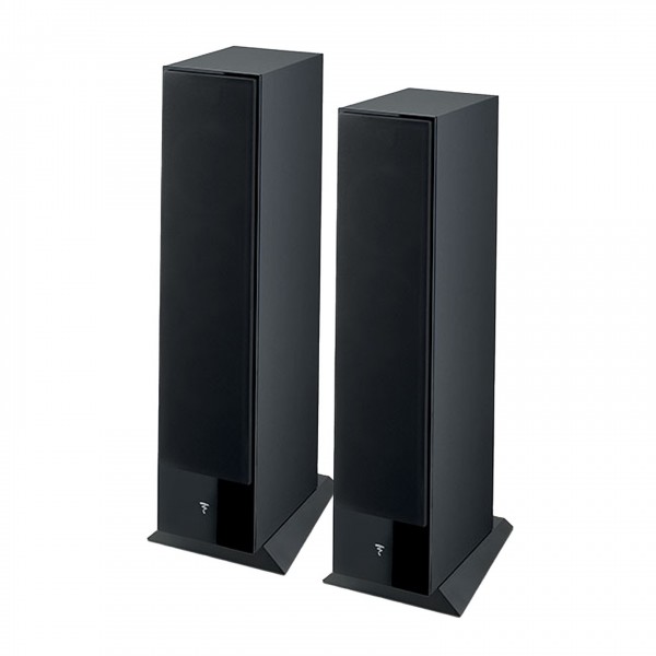 Focal Theva N3 Floorstanding Speakers (Pair), Black Front View With Grilles