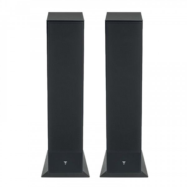 Focal Theva N3 Floorstanding Speakers (Pair), Black Front View With Grilles 2
