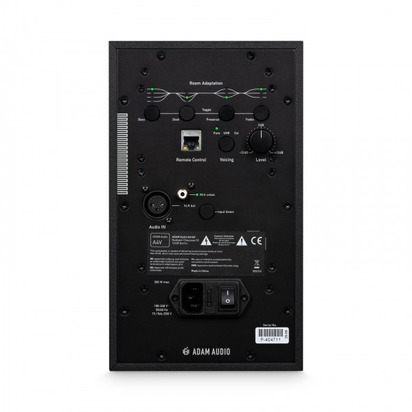 Adam Audio A4V Active Studio Monitor, Single - Back