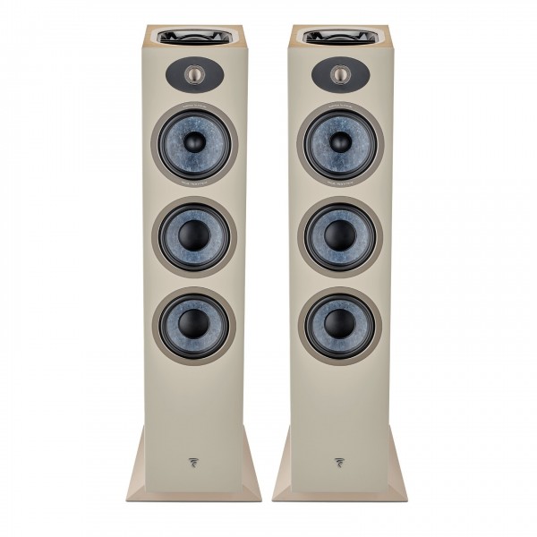Focal Theva N3-D Floorstanding Dolby Atmos Speakers (Pair), Light Wood Front View 2