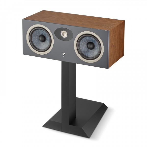 Focal Theva Centre Speaker, Dark Wood Stand View