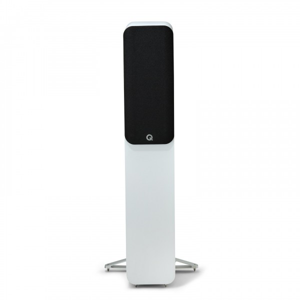 Q Acoustics Q 5040 Compact Floorstanding Speakers, Satin White (Pair) - with grille