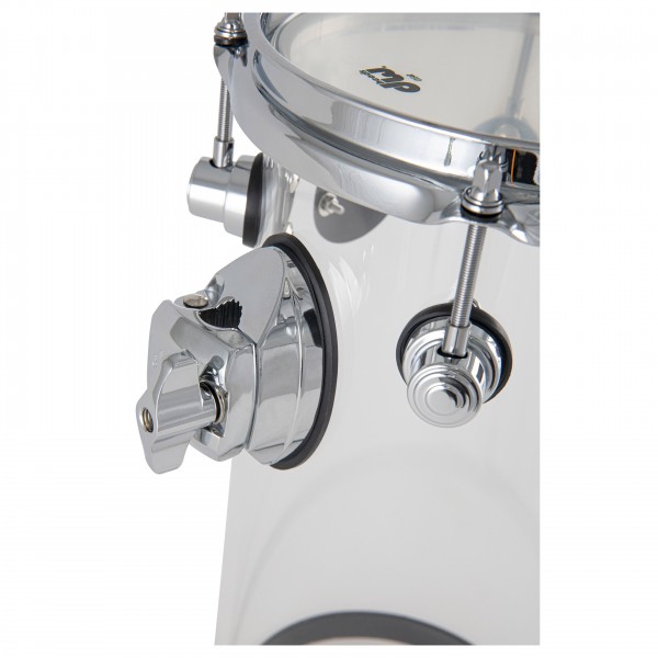 DW Design 6" x 12" Rata Tom, Acrylic Clear - Tom Bracket Detail