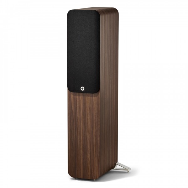 Q Acoustics Q 5050 Floorstanding Speakers, Santos Rosewood (Pair) - angled with grille