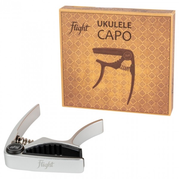 Flight Aluminium Ukulele Capo, Silver - Box