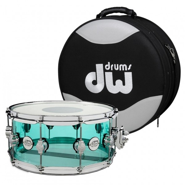 DW Design Series 14" x 6.5" Acrylic Snare Drum & Case, Sea Glass