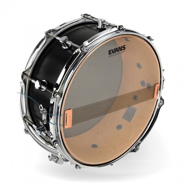Evans Snare Side Hazy 300 Drum Head, 14'' - Mounted Example