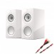 KEF R3 Meta Bookshelf Speakers White w/ Helicon 16 Speaker Cable 6m