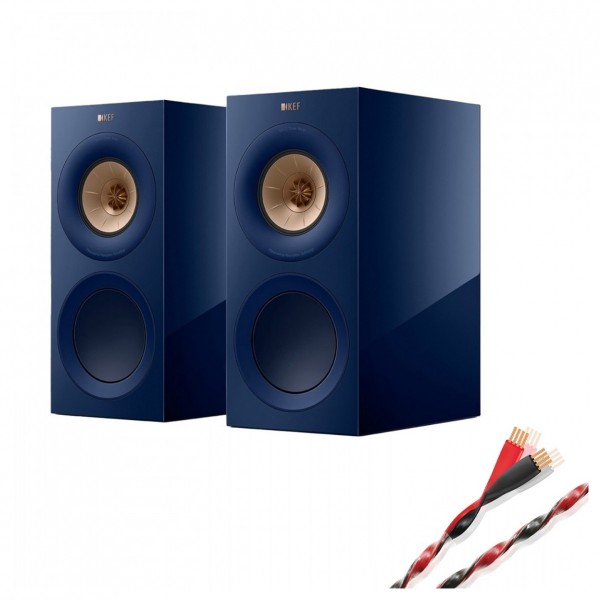 KEF R3 Meta Bookshelf Speakers Indigo w/ Helicon 16 Speaker Cable 6m