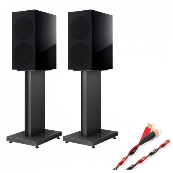 KEF R3 Meta Bookshelf Speakers Black w/ Stands & Helicon Cable