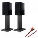 KEF R3 Meta Bookshelf Speakers Black w/ Stands & Helicon Cable 6m