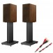 KEF R3 Meta Bookshelf Speakers Walnut w/ Stands & Helicon Cable