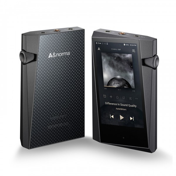 Astell&Kern A&norma SR35 Digital Audio Player, Charcoal Grey Front and Back View 2