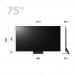 LG 75UR91006LA 75 inch 4K Smart TV Dimension View