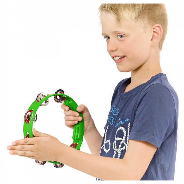 Nino by Meinl 8" ABS Tambourine, 1 row, Grass Green - In Use