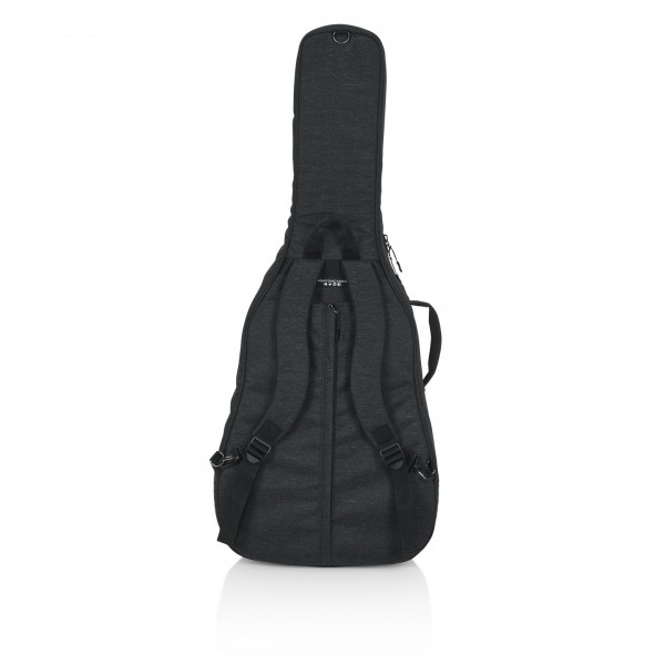Gator GT-JUMBO-BLK Transit Bag For Jumbo Acoustic Guitars - Rear, Straps
