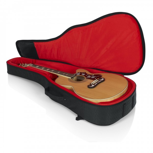 Gator GT-JUMBO-BLK Transit Bag For Jumbo Acoustic Guitars - Open 1