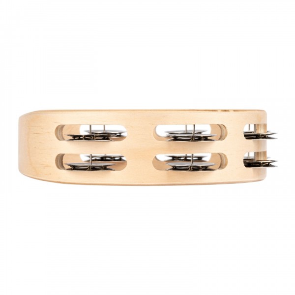 Nino by Meinl 8" Wood Tambourine, 2 Rows, Chome Jingles - Side