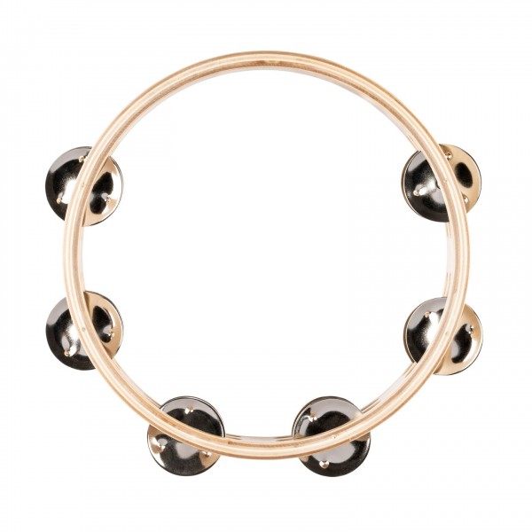 Nino by Meinl 8" Wood Tambourine, 2 Rows, Chome Jingles - Top