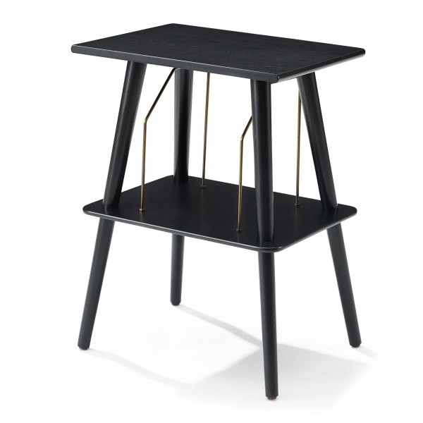 Crosley Manchester Record Player Stand, Black - Angled Empty
