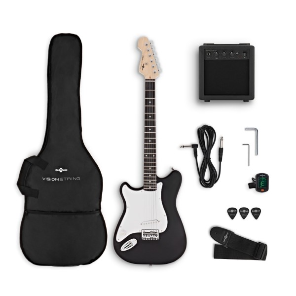 VISIONSTRING 3/4 Left Handed Electric Guitar Pack, Black