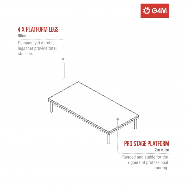 G4M Pro Stage 2m x 1m Stage, 60cm