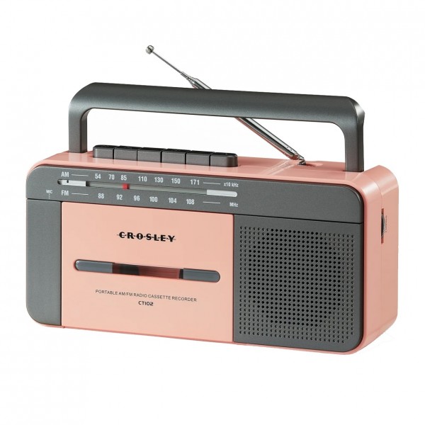 Crosley CT102 Cassette Player, Rose Gold/Grey - Angled