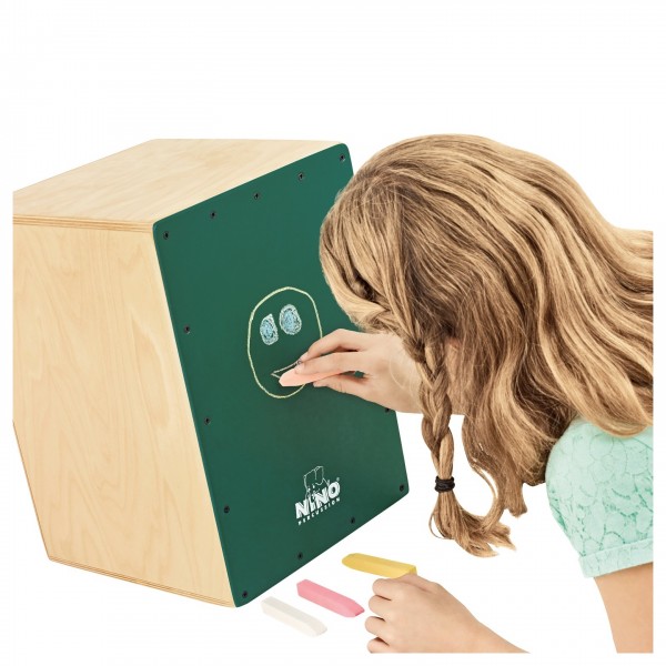 Nino by Meinl Make Your Own Chalkboard Cajon, Dark Green - Decorated