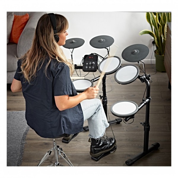 VISIONDRUM Compact Mesh Electronic Drum Kit, Stool Headphones, Orange