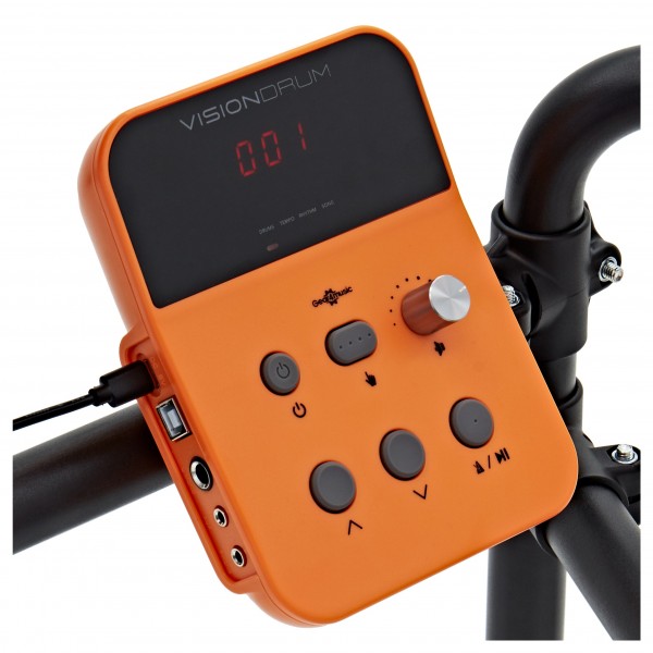 VISIONDRUM Compact Mesh Electronic Drum Kit, Stool Headphones, Orange