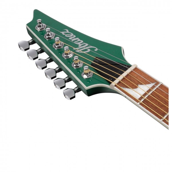 Ibanez Altstar Electro-Acoustic, Jungle Green Metallic High Gloss - Headstock Front