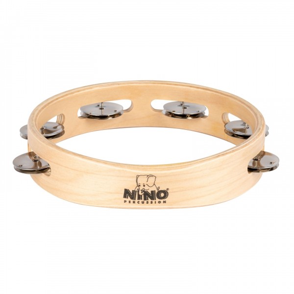 Nino by Meinl 8" Wood Tambourine, 1 row- Front