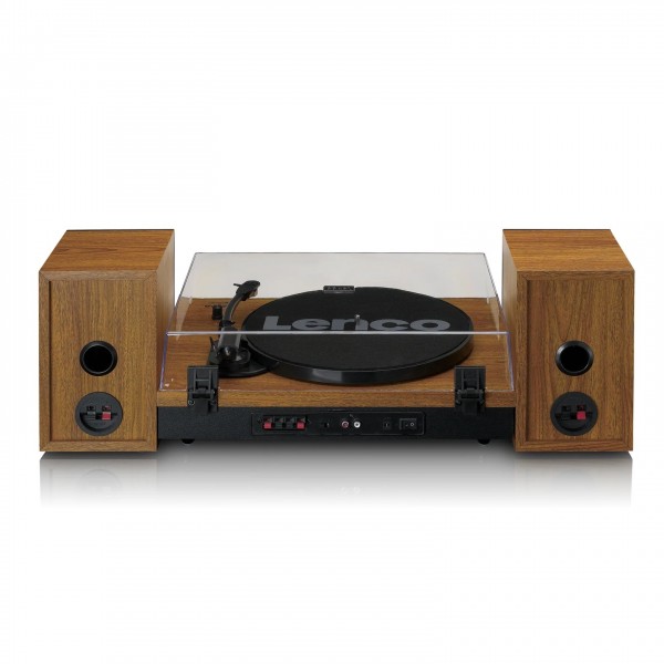 Lenco 310 Turntable and Speaker Bundle, Wood - Rear