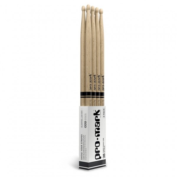 Promark Classic Forward 5A Hickory Drumsticks Oval Wood Tip, 4-Pack