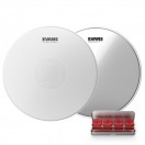 Evans Heavyweight Snare Drum Head, Hazy 300 & EQ PODS Pack, 14''