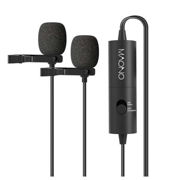 Maono AU-200 Dual Lavalier 3.5mm Microphone Omnidirectional 6m cable - Main