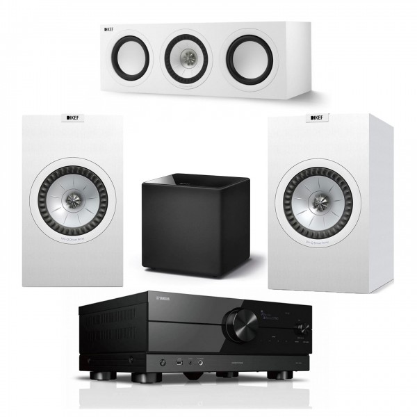 Yamaha RX-A2A AV Receiver & KEF Q Series 3.1 Speaker Package, White