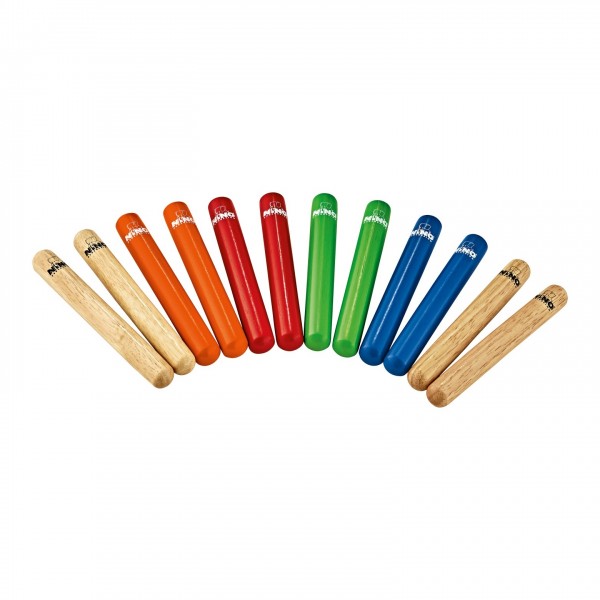 Nino by Meinl Multi-Coloured Clave Pack, 6 pairs