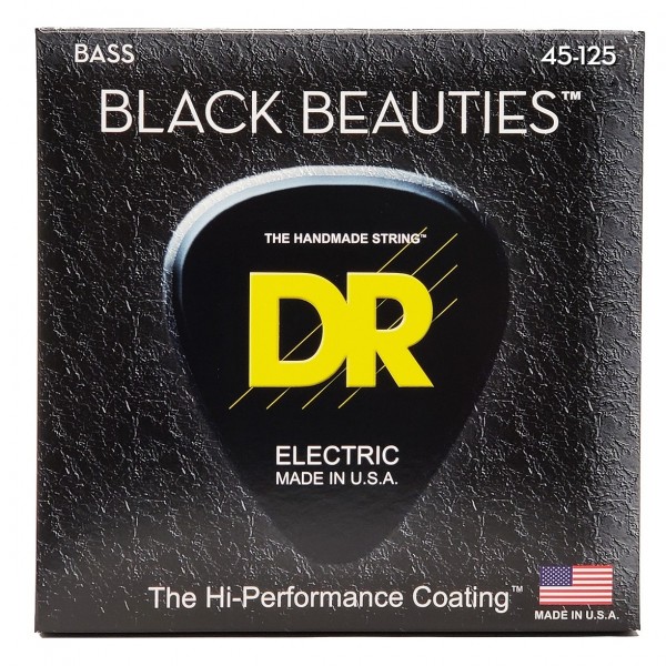DR Strings BLACK BEAUTIES BLACK Colored Bass Strings 5-String, 45-125
