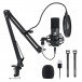 Maono USB Condenser Cardioid Microphone with Boom Arm Kit Pop Filter - Angled w/ Accessories