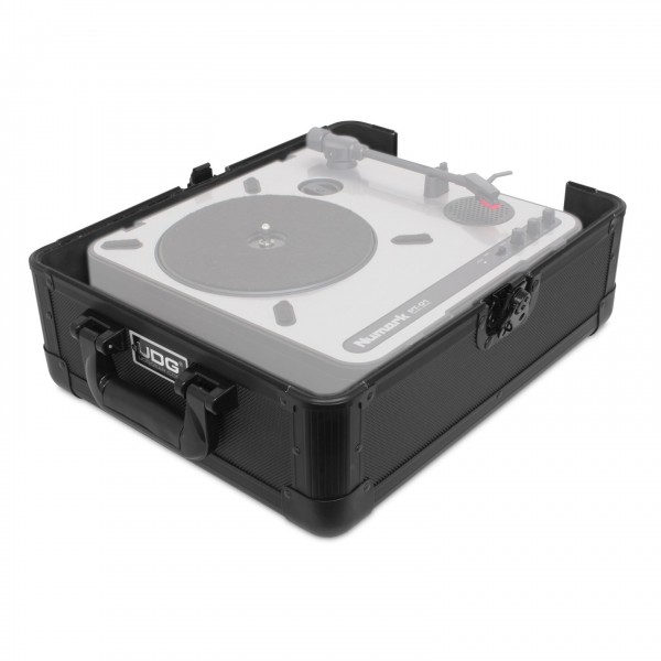 UDG Ultimate Pick Foam Flight Case Small, Black - Angled Open (Turntable Not Included)