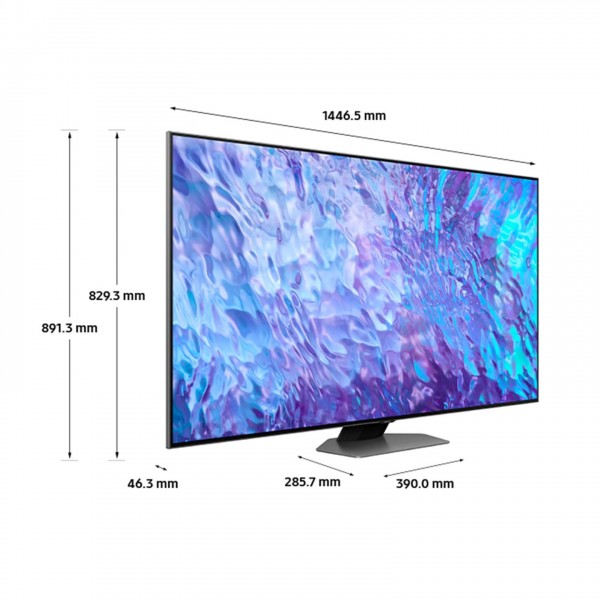 Samsung 65" Q80C Smart TV, Dimensions Chart